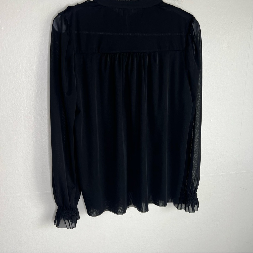 Anthropologie Ruffled Black Lace Top Size XS Raw hem Double layered - Picture 4 of 7